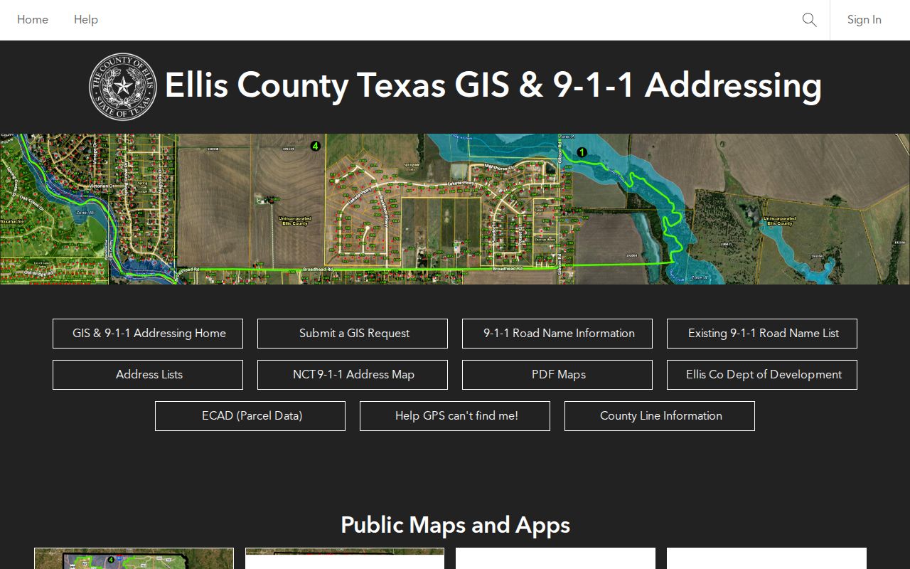 Ellis County neighbors GIS portal for nearby parcel and address mapping