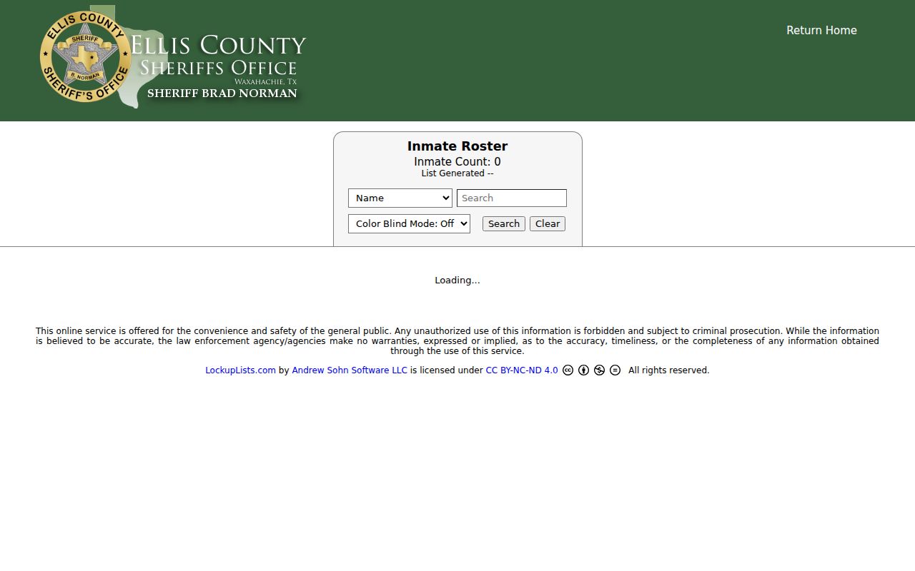 Ellis resident lookup Sheriff inmate roster redirect