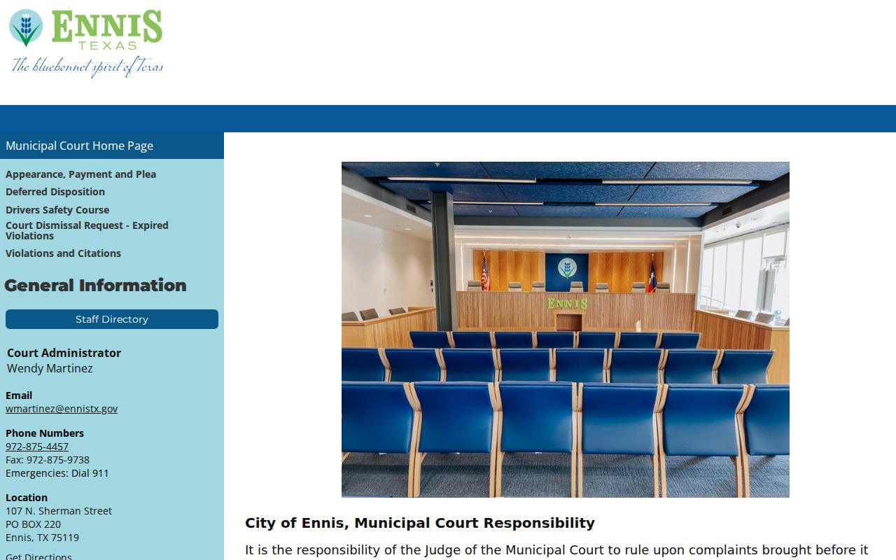Ellis Ennis Municipal Court resident record information